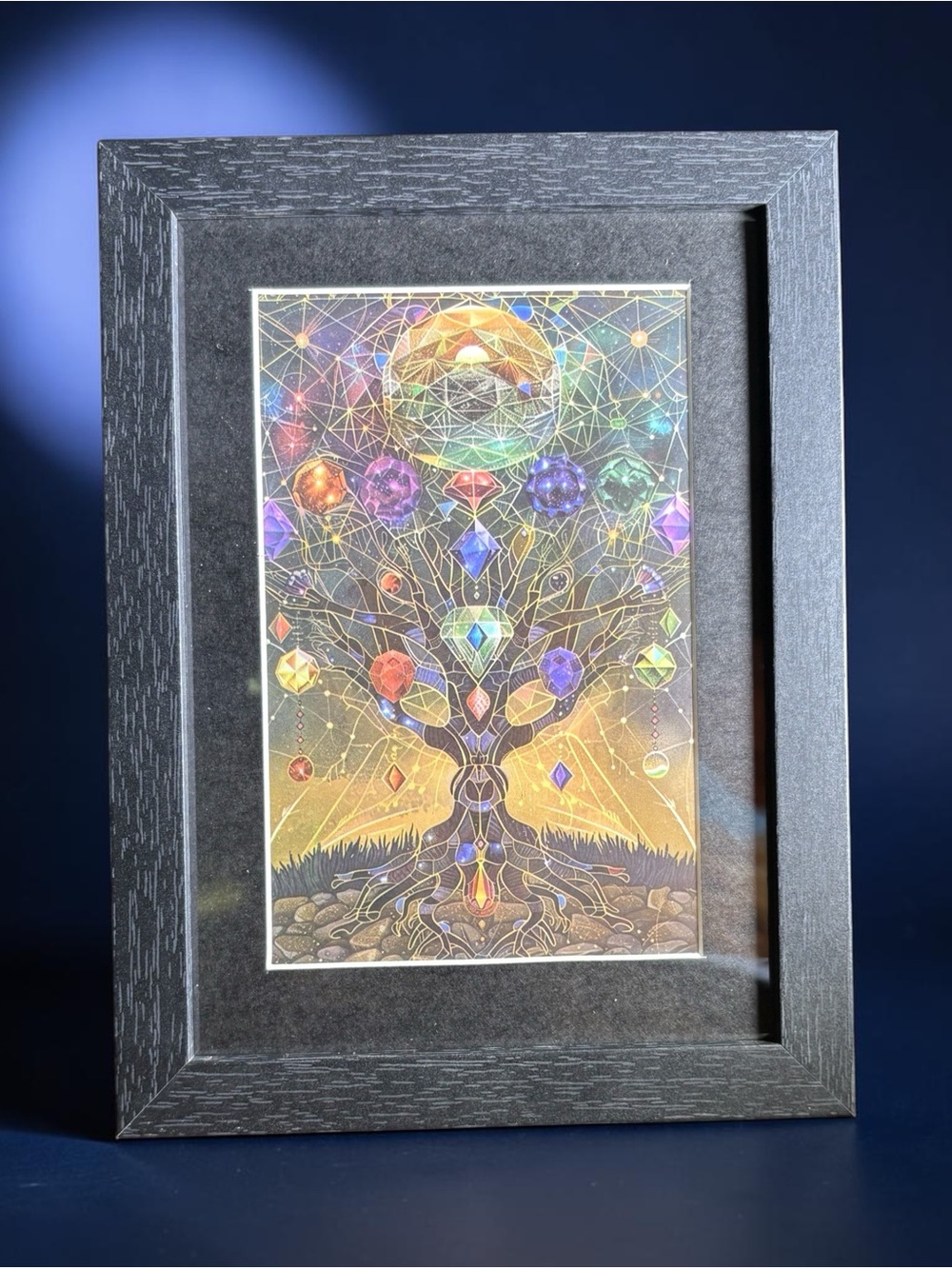 Crystal Tree of Life Framed Art 5x7 Sacred Geometry Celestial Decor